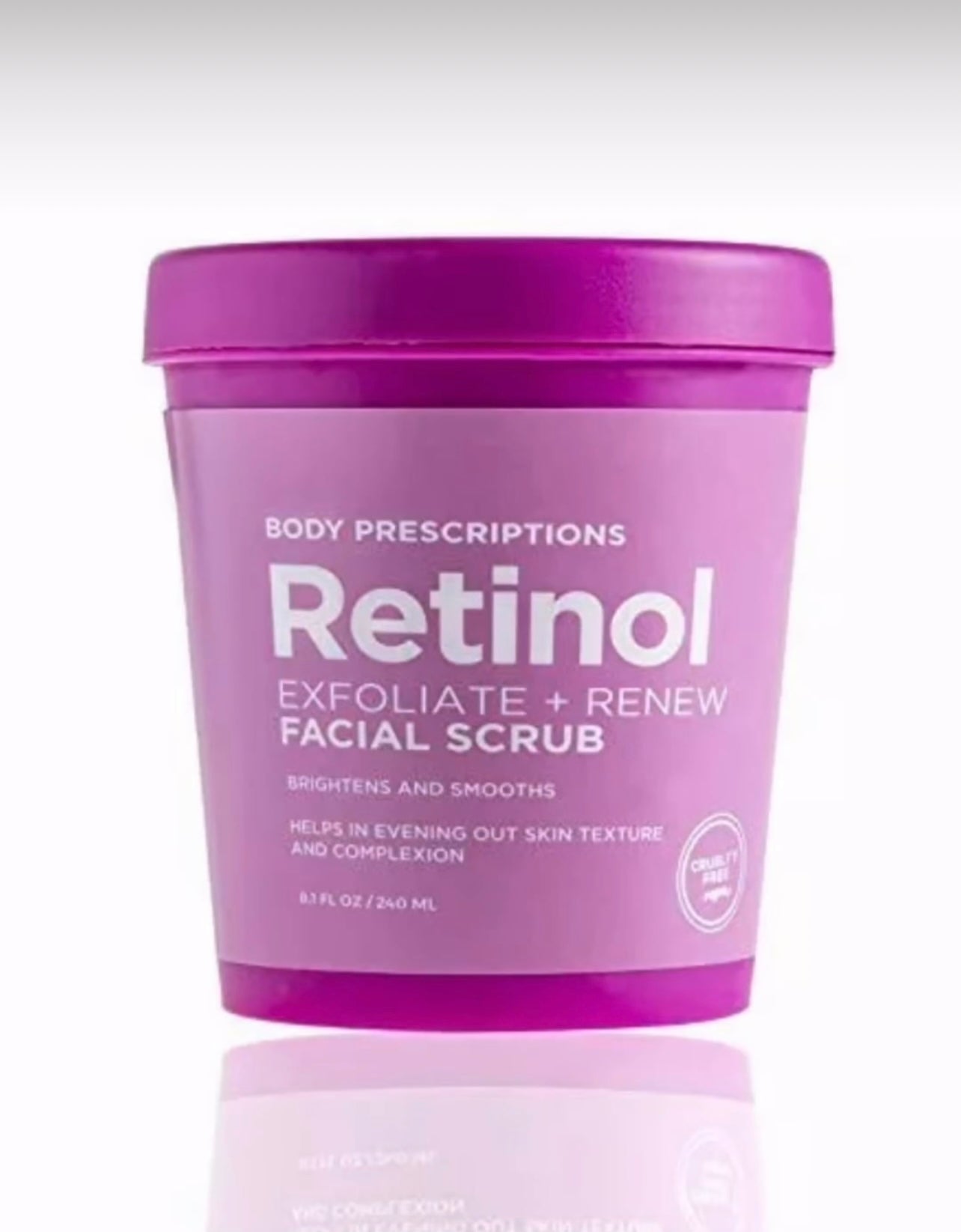 Retinol exfoliate and renew facial scrub